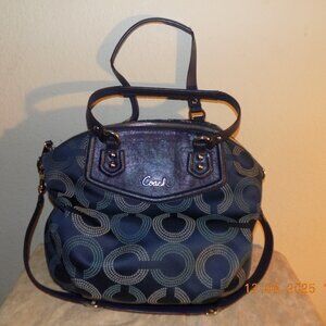 Coach Blue Dotted Op Art Ashley w Extra Long Strap